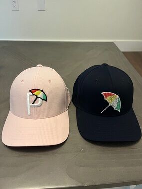 2-Arnold Palmer Puma X API Rainbow Umbrella Golf SnapBack CAP Hat Pink & Blue